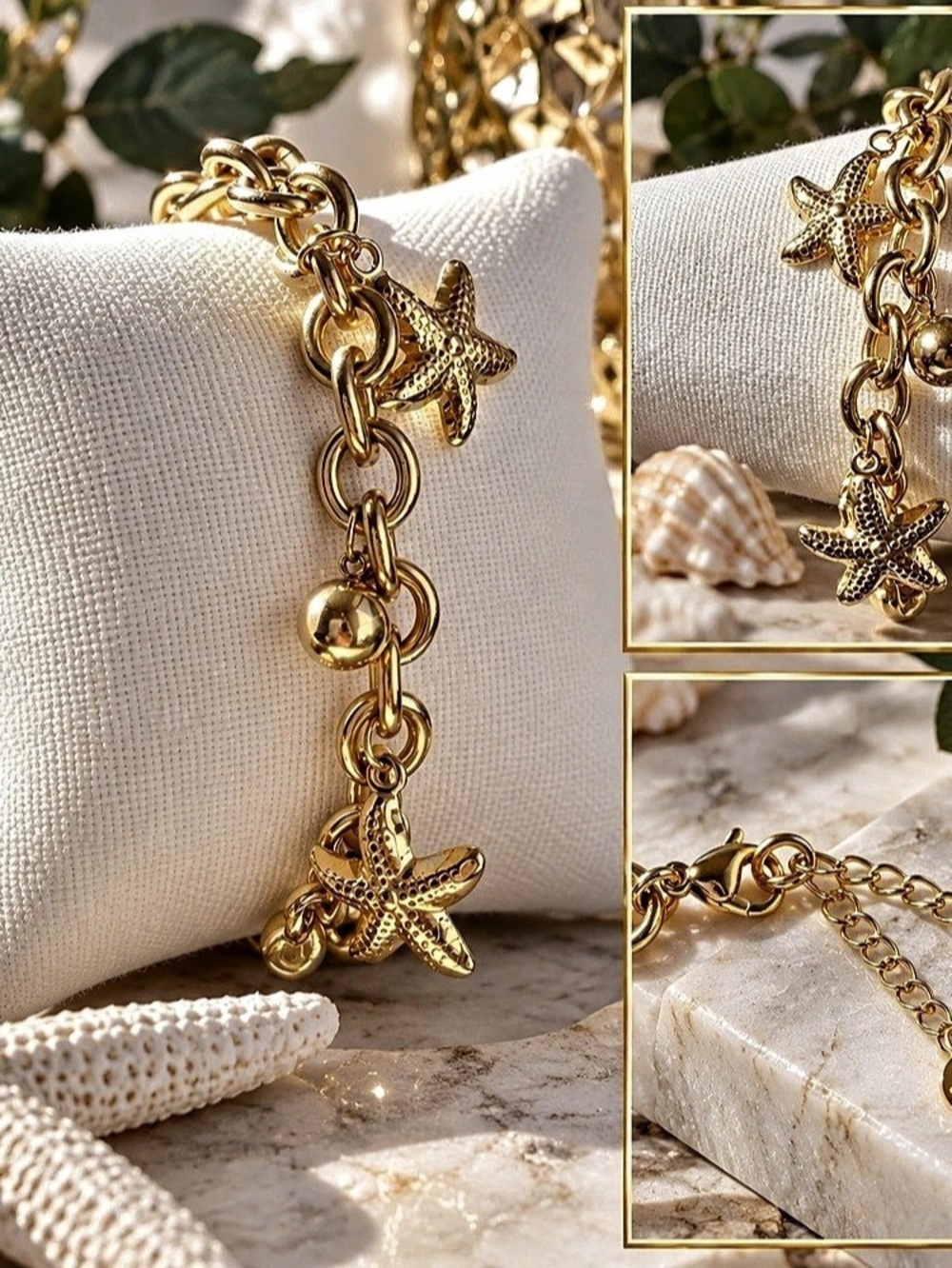 S-Steel Starfish Charm Bracelet in Gold